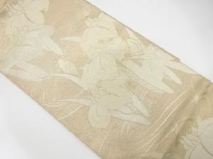 正絹　紗　流水に菖蒲模様織り出し　夏用袋帯